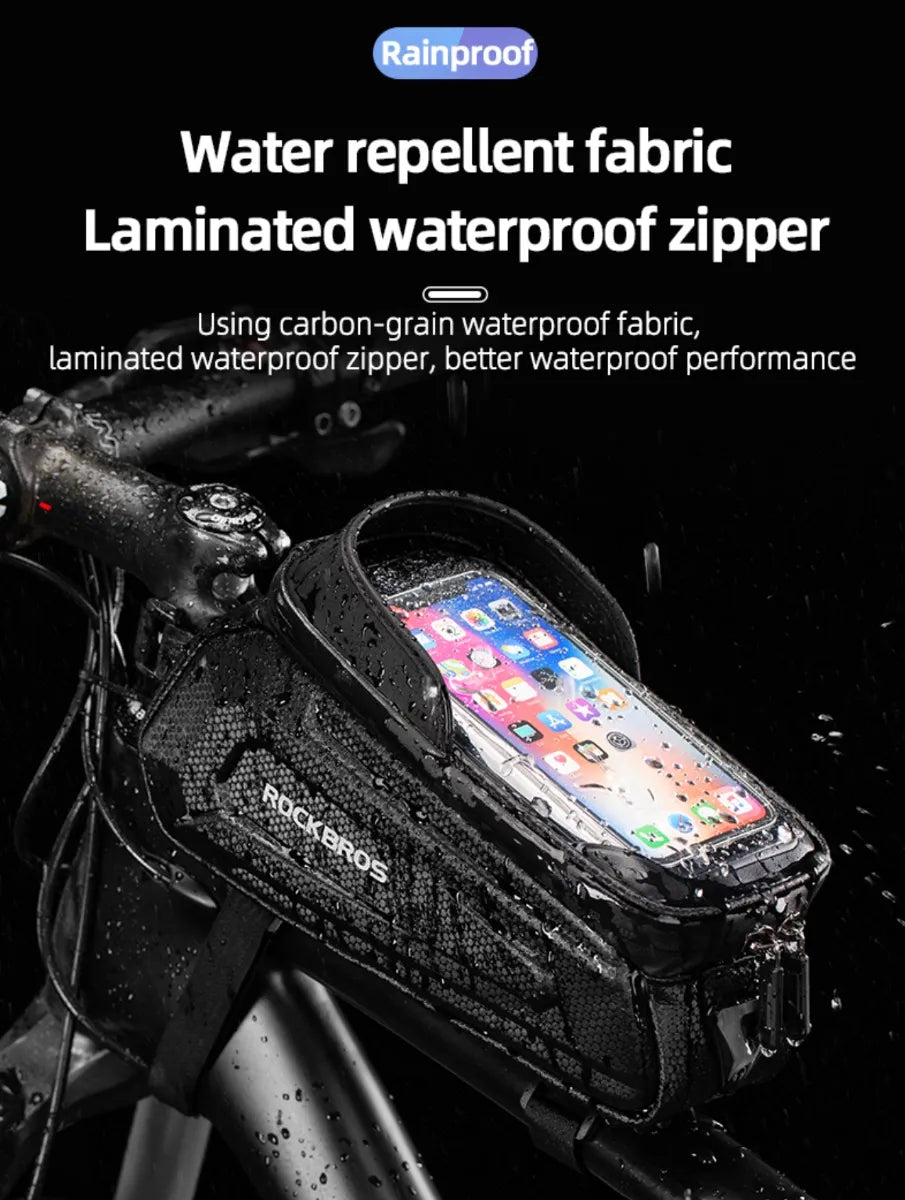 Bolso Bicicleta Porta Celular Impermeable Rockbros Negro