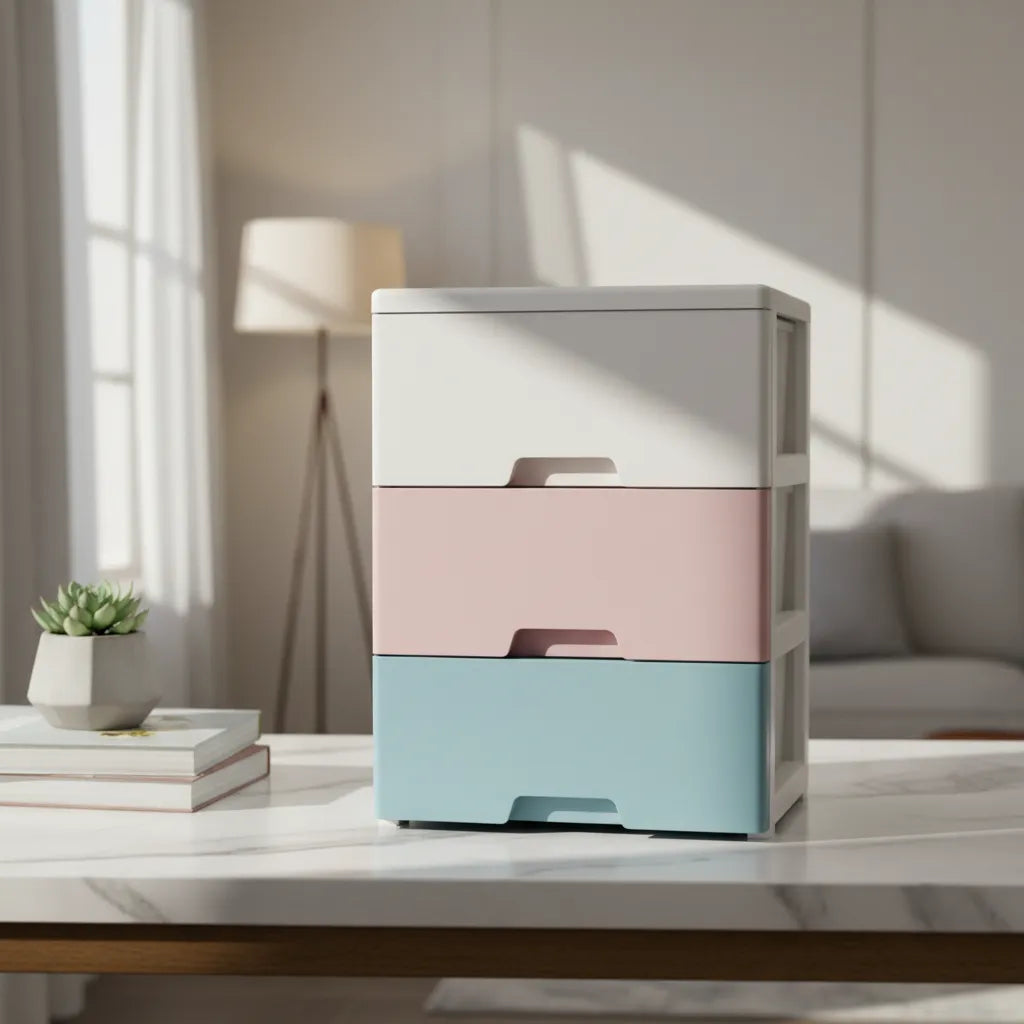 Cajonera Organizador Plastico 3 Niveles 47x29x52cm Con Rueda