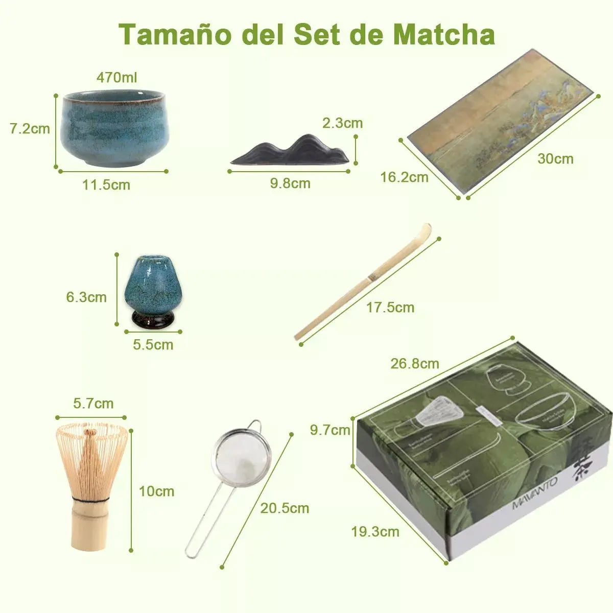 Set De Té Matcha 7 Piezas Japonés Batidor Tazón Herramientas