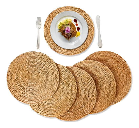 Set 6 Individuales Mantel Fibra Natural Yute 35cm Beige
