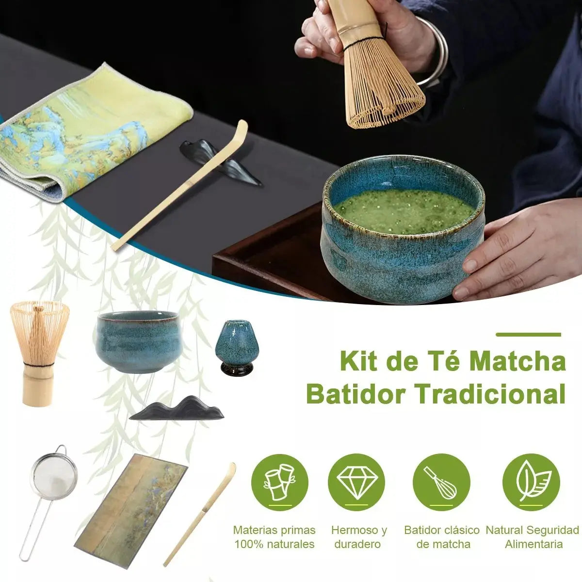 Set De Té Matcha 7 Piezas Japonés Batidor Tazón Herramientas