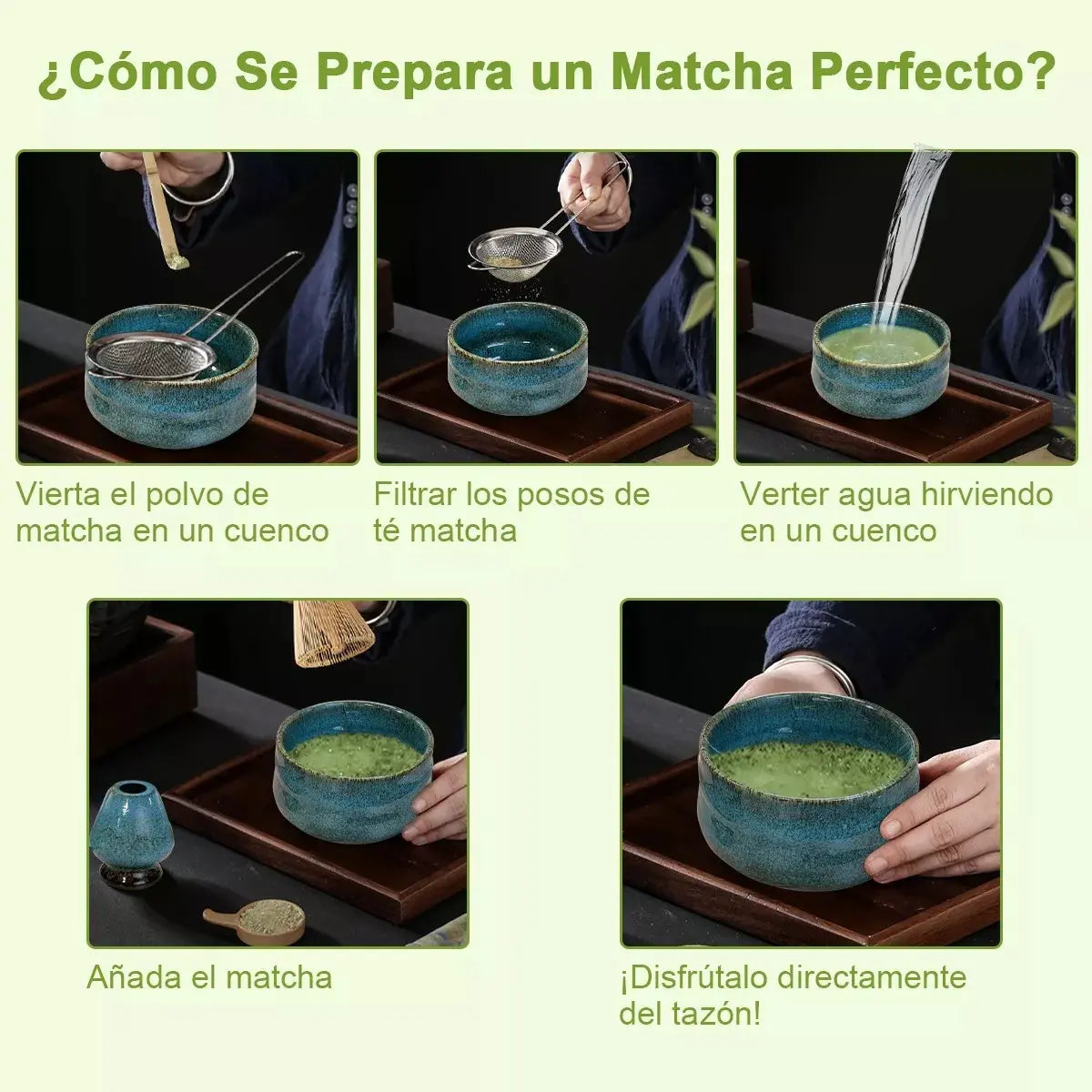 Set De Té Matcha 7 Piezas Japonés Batidor Tazón Herramientas