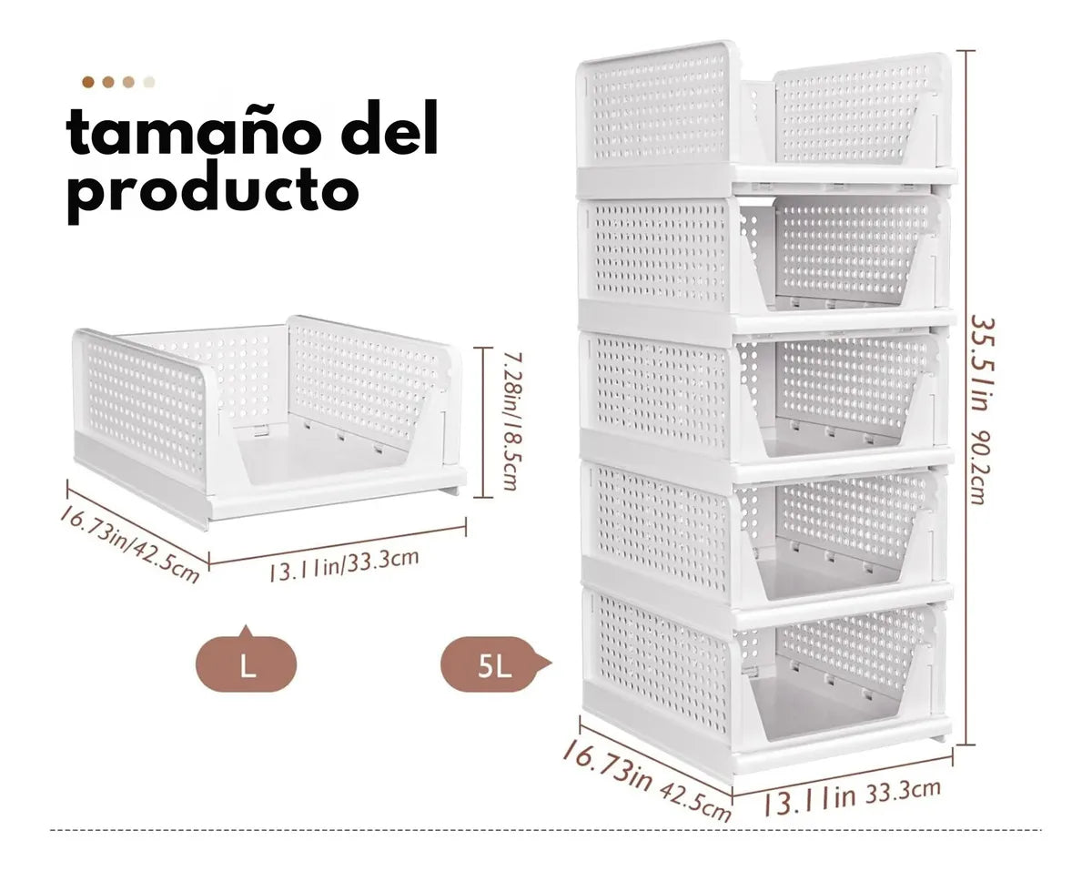 Set 4 Organizador De Ropa Almacenamiento Apilable Multiuso