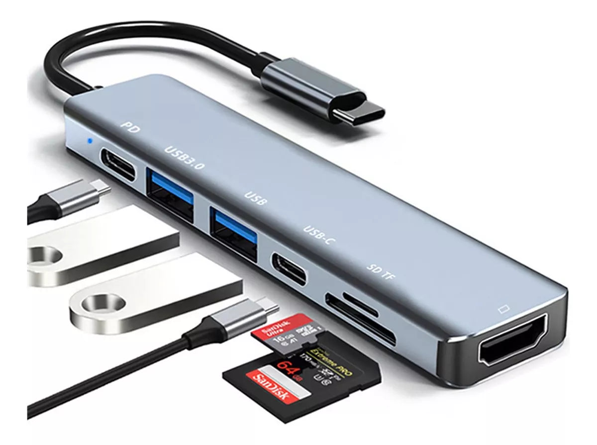 Hub Adaptador Usb Tipo C 7 En 1 Para Macbook iPad Notebook