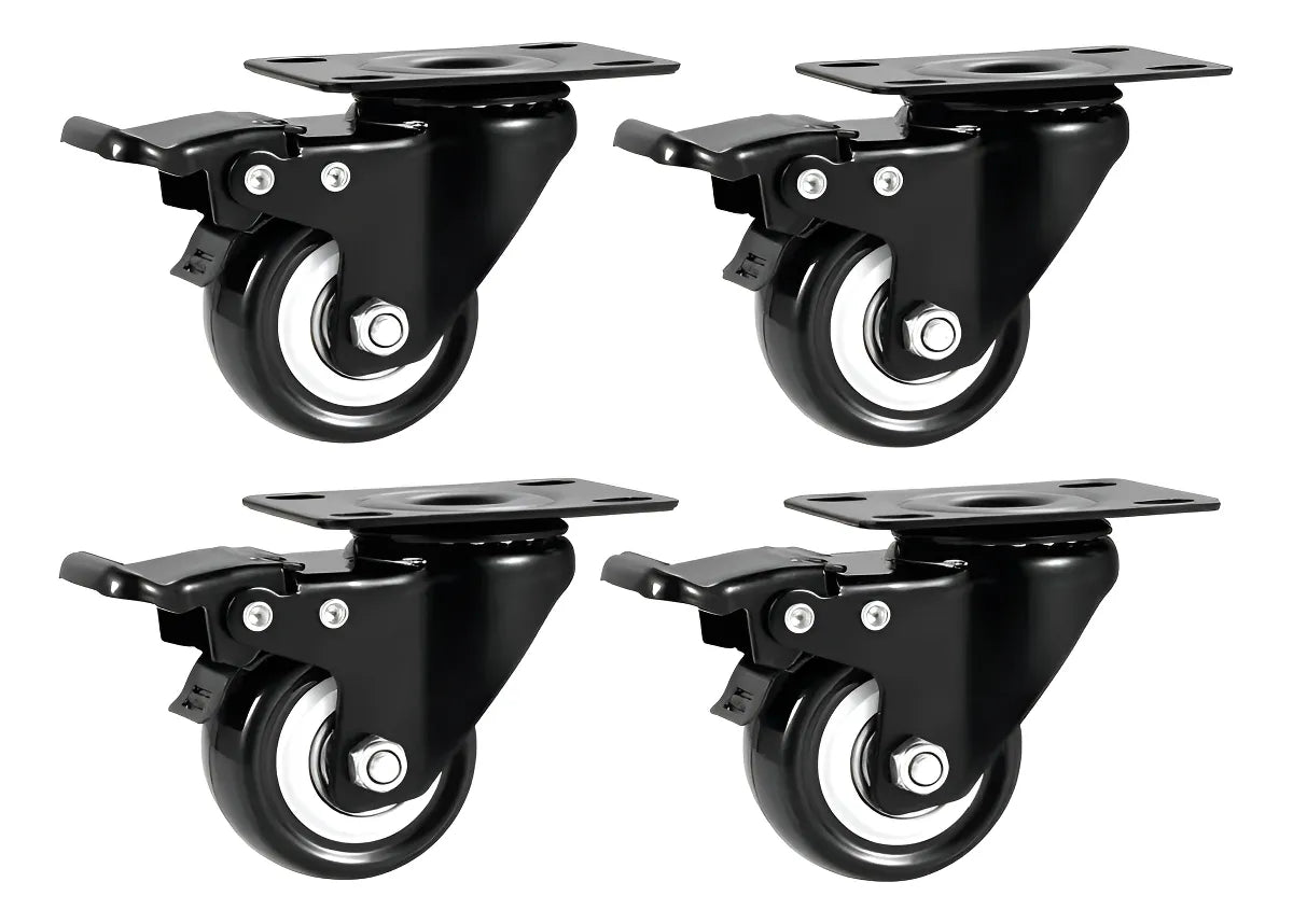 Pack 4 Ruedas Giratorias Con Freno 2 Pulgadas Con Freno Negro