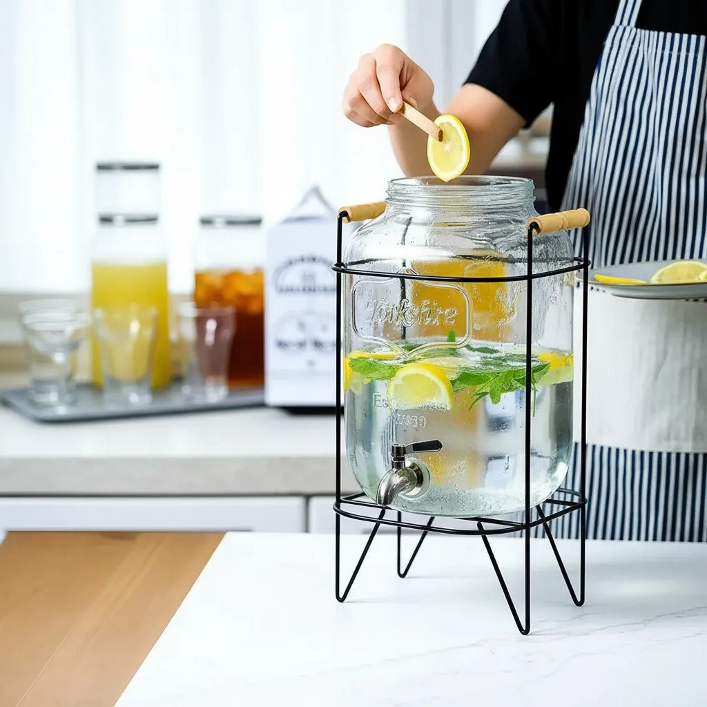 Dispensadores De Jugos Bebidas Con Atril 5 Litros Vidrio