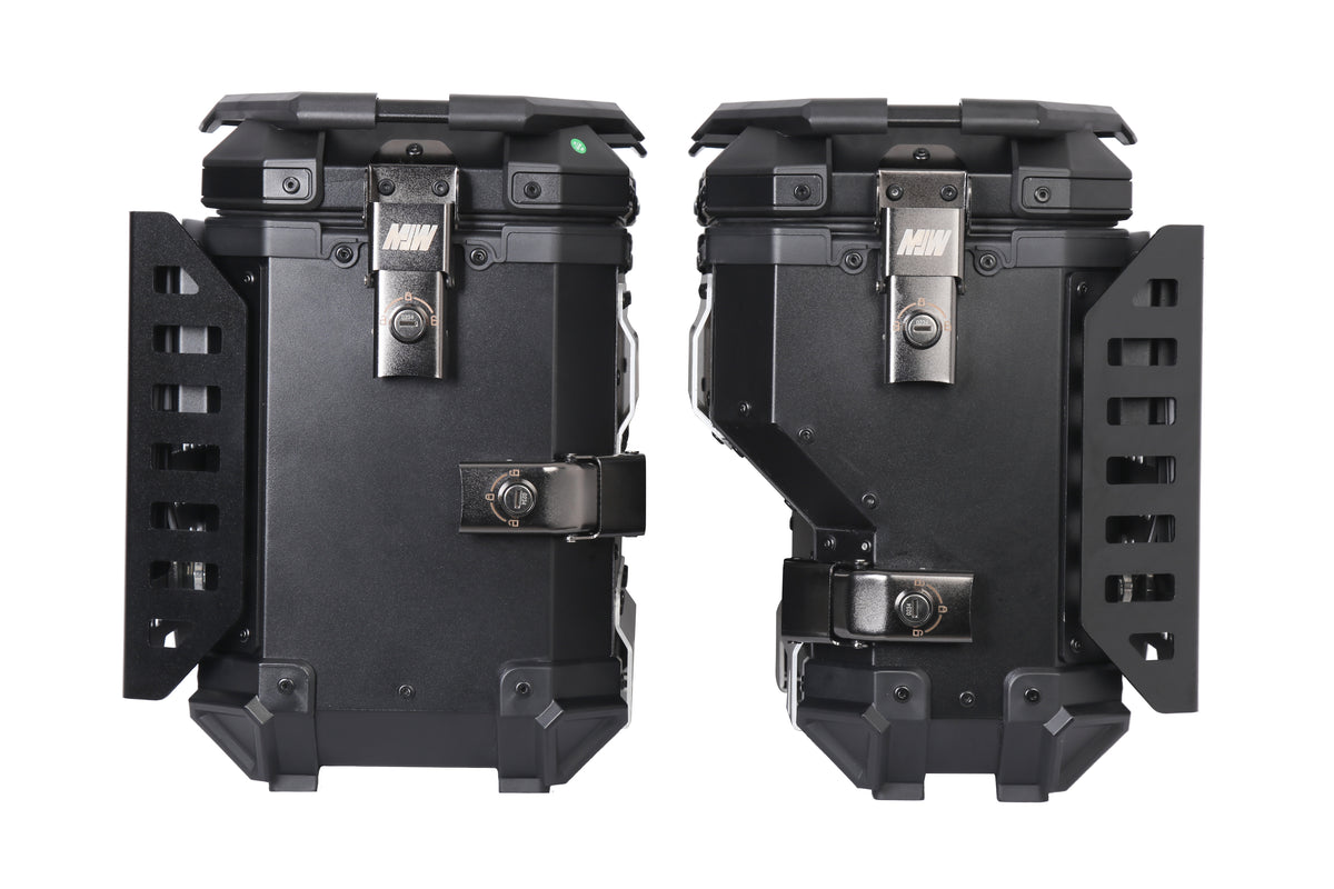 Maleta De Motos Laterales MJW Aleacion De Aluminio Laterales Expandibles 76L  para escape derecho