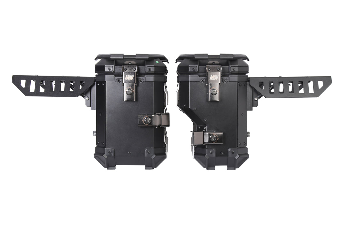 Maleta De Motos Laterales MJW Aleacion De Aluminio Laterales Expandibles 76L  para escape derecho