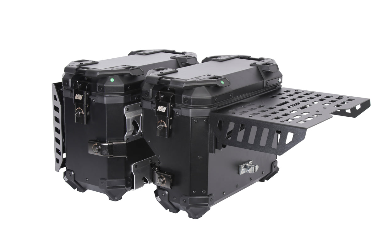 Maleta De Motos Laterales MJW Aleacion De Aluminio Laterales Expandibles 76L  para escape derecho