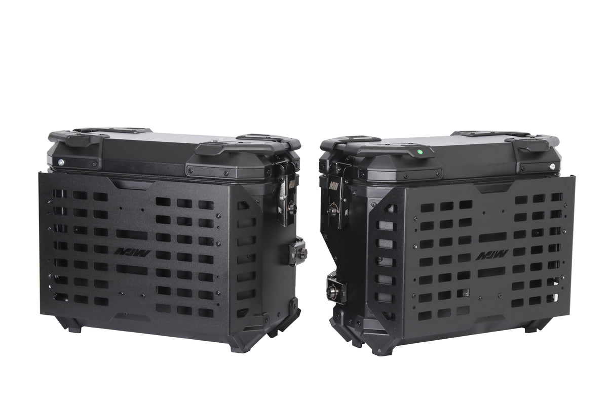 Maleta De Motos Laterales MJW Aleacion De Aluminio Laterales Expandibles 76L  para escape derecho