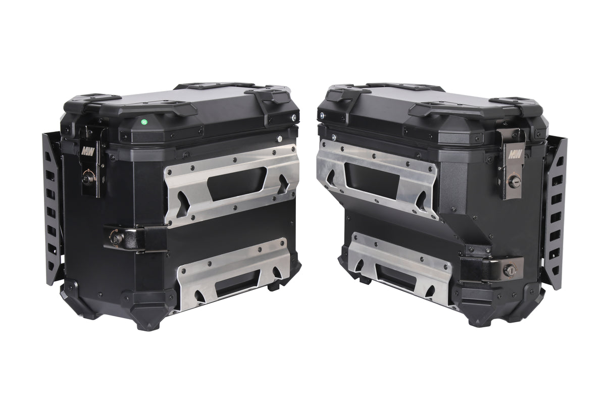 Maleta De Motos Laterales MJW Aleacion De Aluminio Laterales Expandibles 76L  para escape derecho