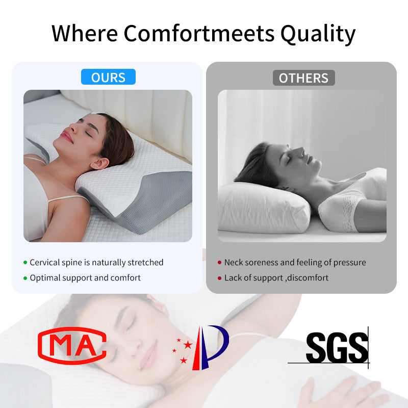 Almohada Ortopédica Cojín Cuello Memory Foam Cervical Gris