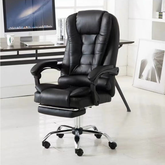 Silla De Oficina Ejecutiva Ergonómica Cuero Sintético Negro
