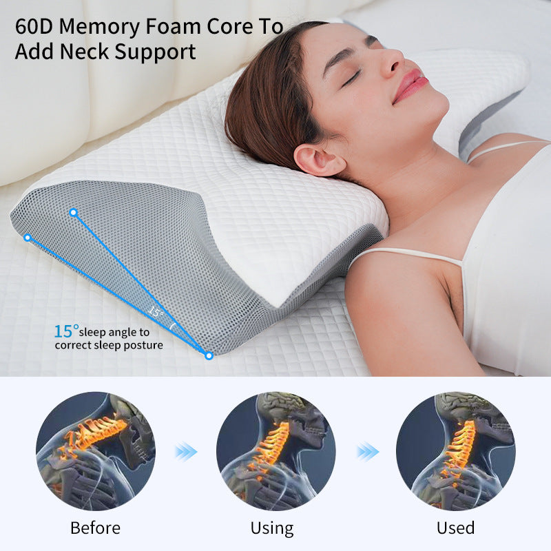 Almohada Ortopédica Cojín Cuello Memory Foam Cervical Gris