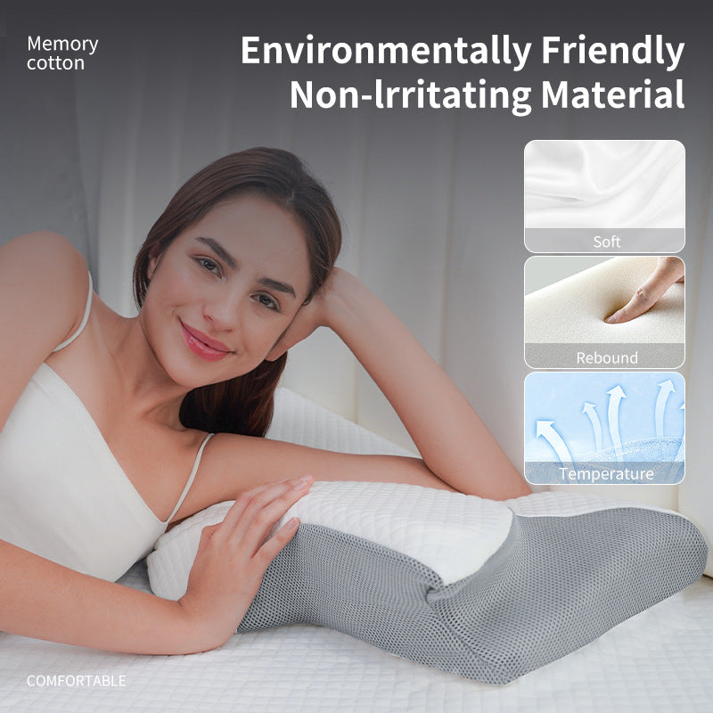 Almohada Ortopédica Cojín Cuello Memory Foam Cervical Gris
