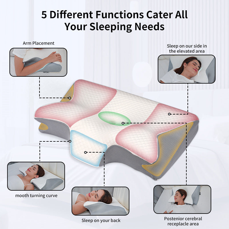 Almohada Ortopédica Cojín Cuello Memory Foam Cervical Gris